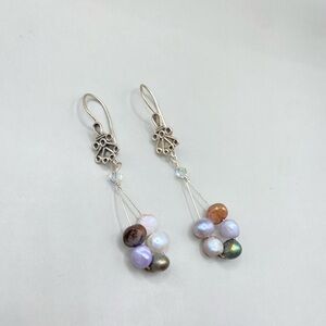 Handmade Multi Color Pearl Dangle Earrings